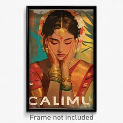 Bollywood Movie Poster - Woman Feeling Calm, Webbed Frilled Ribbon (Art Print)