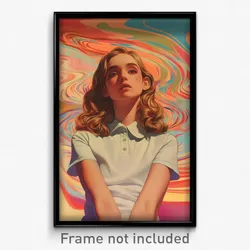 French Movie Poster - Woman Feeling Pleased, Silver Polo Shirt (Art Print)