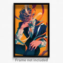 Anime Art Poster - Man Feeling Suspense, Magnificent Orange Ribbon (Print)