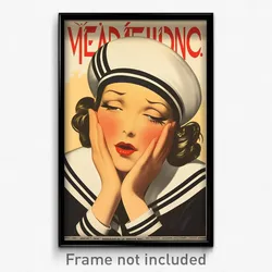 French Movie Poster - Woman Feeling Dislike, Marvelous Sailor Hat (Art Print)
