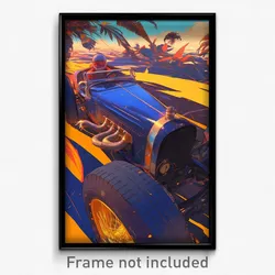 Art Poster - Antique Racecar (Psychedelic Trippy Weird 11x17 Cartoon Print)