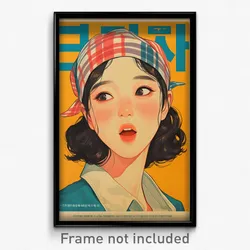 Korean Movie Poster - Girl Feeling Ambivalence, Oddball Plaid Headwear (Print)