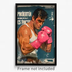 Greek Movie Poster - Man Feeling Content, Well Worn Pink Gloves (Art Print)