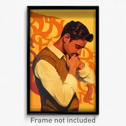 Bollywood Movie Poster - Man Feeling Shy, Delightful Raglan Sleeves (Art Print)