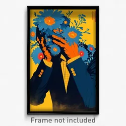 Spanish Movie Poster - Man Feeling Troubled, Glaring Blue Flower (Art Print)