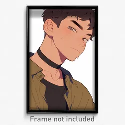 Anime Art Poster - Man Feeling Annoyed Wearing Brown Black Choker (Print)