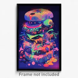 Art Poster - Complex Hamburger (Psychedelic Trippy Weird 11x17 Cartoon Print)