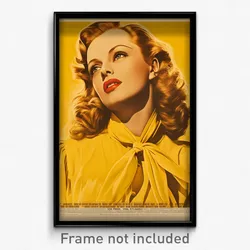 German Movie Poster - Woman Feeling Excited, Curvy Yellow Necktie (Art Print)