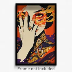 Greek Movie Poster - Woman Feeling Baffled, Silver Asymmetrical Sleeves (Print)