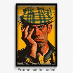 Spanish Movie Poster - Man Feeling Dismay, Warped Plaid Headwear (Art Print)