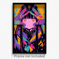 Anime Art Poster - Girl Feeling Enlightened Wearing Husky Santa Gloves (Print)