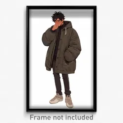 Anime Art Poster - Boy Feeling Hatred Wearing Old Winter Uniform (Print)