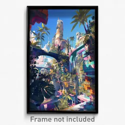 Art Poster - Calm Exotic City (Psychedelic Trippy Weird 11x17 Print)
