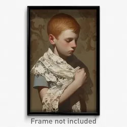 Art Poster - Boy Feeling Self Compassionate Wearing Accomplished Lace (Print)