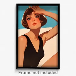 Spanish Movie Poster - Girl Feeling Awe, Shadowy Brown Leotard (Spain Art Print)