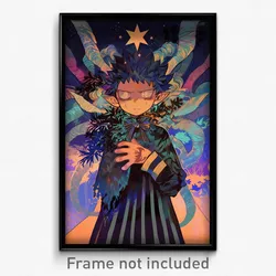 Anime Art Poster - Boy Feeling Cruelty Wearing Silver Striped Ribbon (Print)