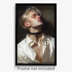 Art Poster - Man Feeling Jealousy Wearing Messy Cross Choker (Art Print)
