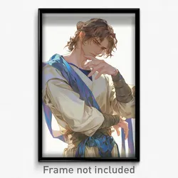 Anime Art Poster - Man Feeling Disbelief Wearing Artistic Greek Clothes (Print)