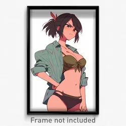 Anime Art Poster - Woman Feeling Contempt, Flippant Clothing Aside (Print)