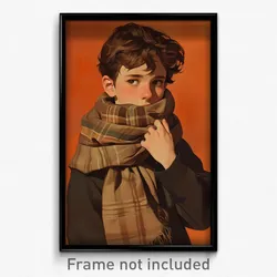 Art Poster - Boy Feeling Empathy Wearing Pricey Brown Scarf (Print)
