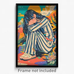 Chinese Movie Poster - Girl Feeling Discomfort, Silver Track Suit (Art Print)