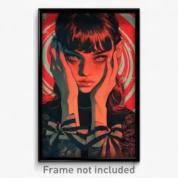 Movie Art Poster - Girl Feeling Shameless, Glaring Striped Bow (Film Print)