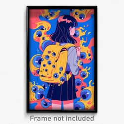 Art Poster - Yellow Backpack (Psychedelic Trippy Weird 11x17 Print)
