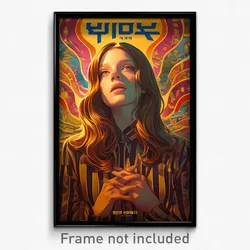 Hebrew Movie Poster - Girl Feeling Carefree, Metallic Pinstripe Shirt (Print)