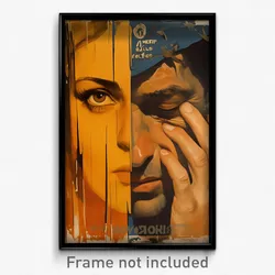 Greek Movie Poster - Man Feeling Annoyance, Wooden Two Sided Fabric (Art Print)