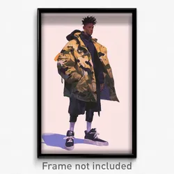 Art Poster - Man Feeling Self Critical Wearing Wobbly Camouflage Jacket (Print)