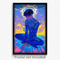 Anime Art Poster - Boy Feeling Eagerness Wearing Taut Blue Bodysuit (Print)