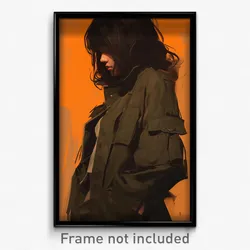 Art Poster - Woman Feeling Carefree Wearing Unwieldy Military Jacket