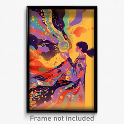 Icelandic Movie Poster - Girl Feeling Dispirited, Animated Multicolored Legwear