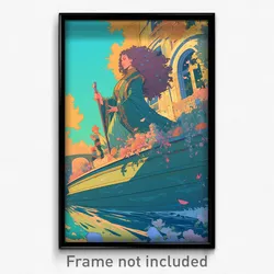 Art Poster - Golden Ferry (Psychedelic Trippy Weird 11x17 Print)