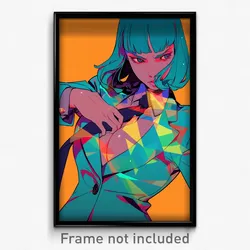 Art Poster - Woman Feeling Aggressive Wearing Kaleidoscopic Aqua Necktie (Print)