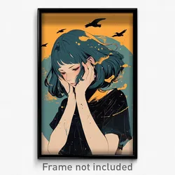 Art Poster - Girl Feeling Despair Wearing Pricey Impossible Shirt (Print)