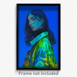 Art Poster - Woman Feeling Brooding Wearing Merry Aqua Jacket (Art Print)