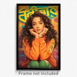 Bollywood Movie Poster - Girl Feeling Lazy, Athletic Orange Jacket (Art Print)