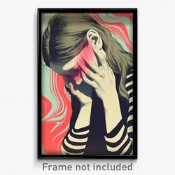Icelandic Movie Poster - Girl Feeling Despair, Silky Holding Ribbon (Art Print)