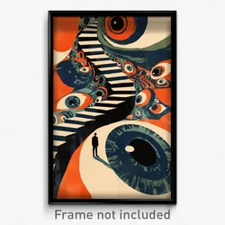 Hebrew Movie Poster - Bleak Stair (Israel Psychedelic Art Retro Film Print)