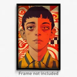 Brazilian Movie Poster - Boy Feeling Indignant, Glaring Pinstripe Shirt (Print)