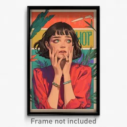 Russian Movie Poster - Girl Feeling Self Pity, Magnificent White Outline (Print)