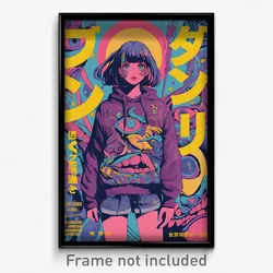 Japanese Movie Poster - Girl Feeling Resignation, Brown Purple Hoodie (Print)
