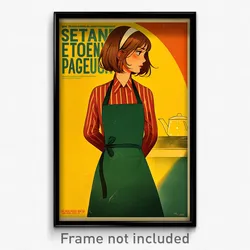 French Movie Poster - Girl Feeling Suspicious, Glass Green Apron (Art Print)