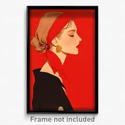 Art Poster - Woman Feeling Enchanted Wearing Smarmy Red Bandana