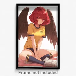 Anime Art Poster - Woman Feeling Neglect, Athletic Feathered Wings (Print)