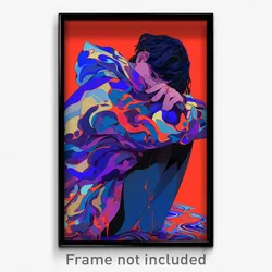Anime Art Poster - Boy Feeling Sadness Wearing Simple Two Tone Jacket (Print)