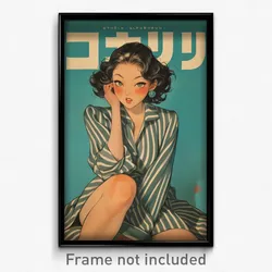 Icelandic Movie Poster - Girl Feeling Shy, Outgoing Vertical Striped Dress