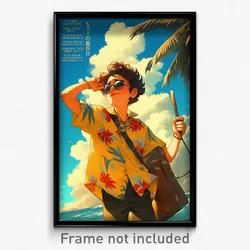 French Movie Poster - Boy Feeling Apathy, Crazy Hawaiian Shirt (Art Print)