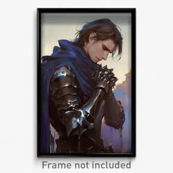 Anime Art Poster - Man Feeling Cowardly Wearing Wiry Black Armor (Print)